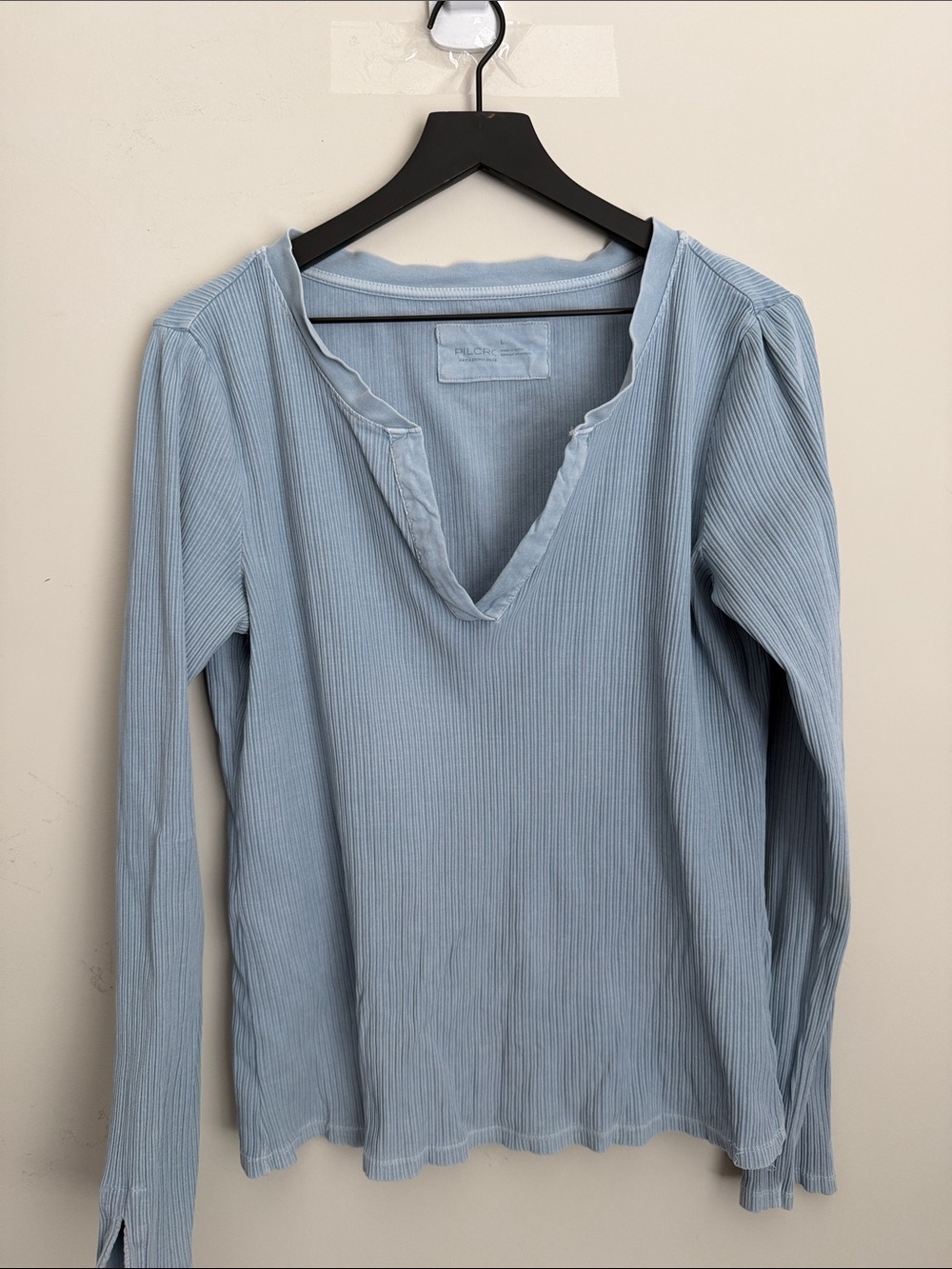 PILCRO Anthropologie Ribbed Long Sleeve Henley Shirt